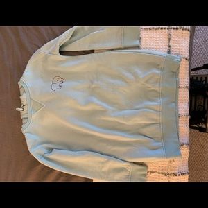 Size XS ivory Ella tunic length teal sweatshirt with fun elephant pattern